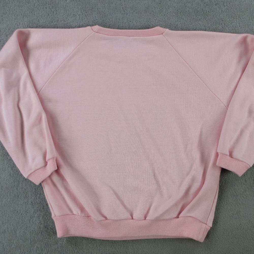 VINTAGE Aladdin Sweater Girls L Pink Genie Lamp Jasmine Monkey Youth Sweatshirt - Picture 3 of 15